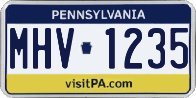 PA license plate MHV1235