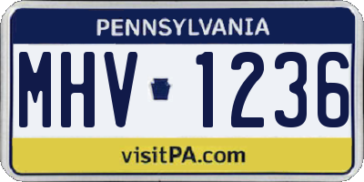 PA license plate MHV1236