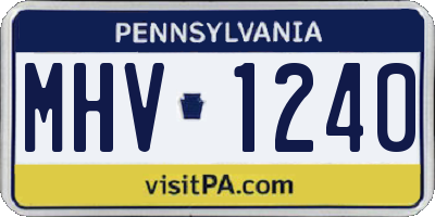 PA license plate MHV1240