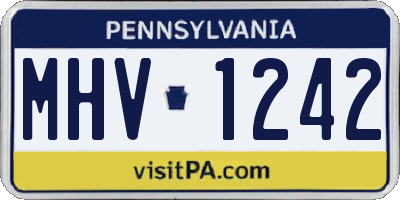 PA license plate MHV1242