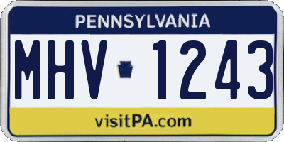 PA license plate MHV1243