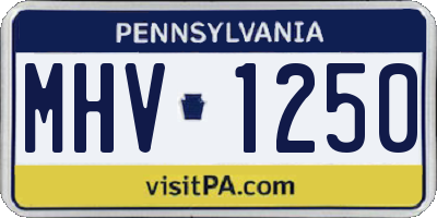 PA license plate MHV1250