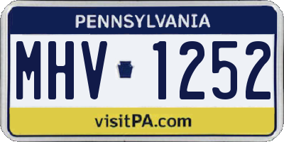 PA license plate MHV1252