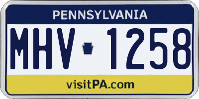 PA license plate MHV1258
