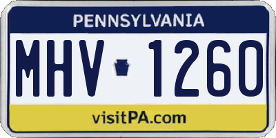 PA license plate MHV1260
