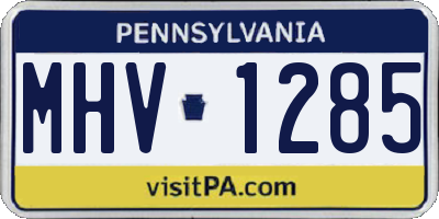 PA license plate MHV1285