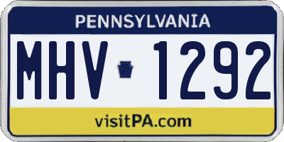 PA license plate MHV1292