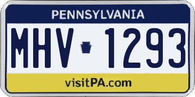 PA license plate MHV1293