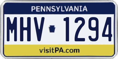 PA license plate MHV1294