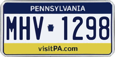 PA license plate MHV1298