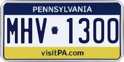PA license plate MHV1300