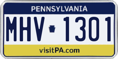 PA license plate MHV1301