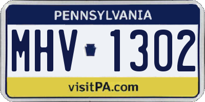 PA license plate MHV1302