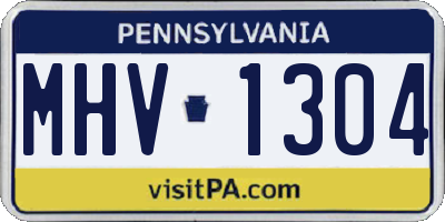 PA license plate MHV1304