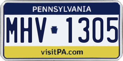 PA license plate MHV1305