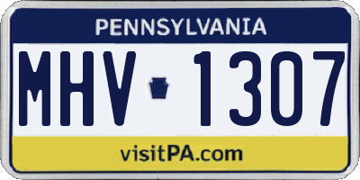 PA license plate MHV1307