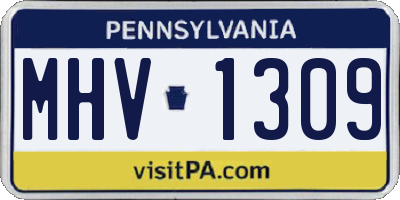 PA license plate MHV1309