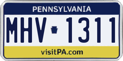 PA license plate MHV1311