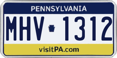 PA license plate MHV1312