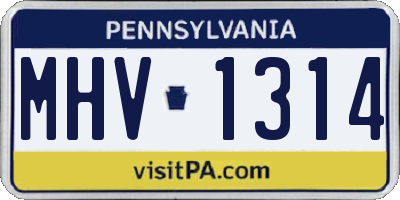 PA license plate MHV1314