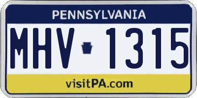 PA license plate MHV1315