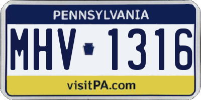 PA license plate MHV1316
