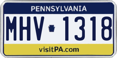 PA license plate MHV1318