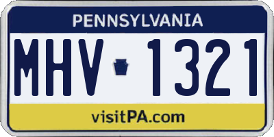 PA license plate MHV1321