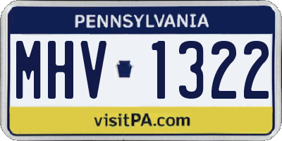 PA license plate MHV1322