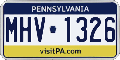 PA license plate MHV1326