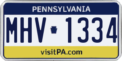 PA license plate MHV1334