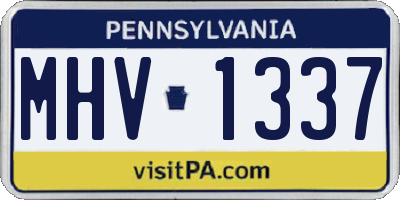 PA license plate MHV1337
