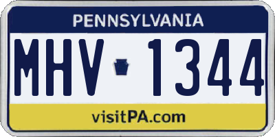 PA license plate MHV1344