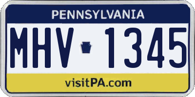 PA license plate MHV1345