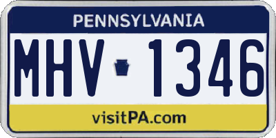 PA license plate MHV1346