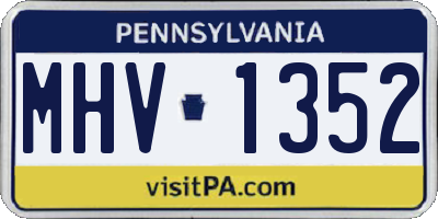 PA license plate MHV1352