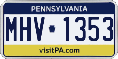 PA license plate MHV1353