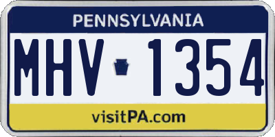 PA license plate MHV1354