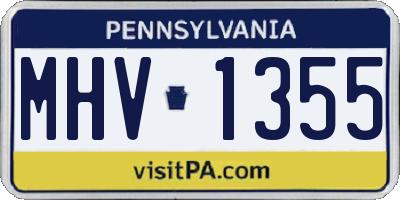 PA license plate MHV1355