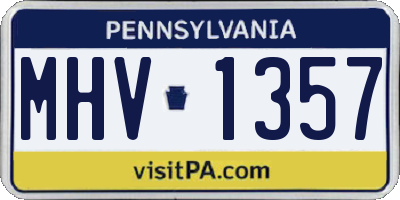 PA license plate MHV1357