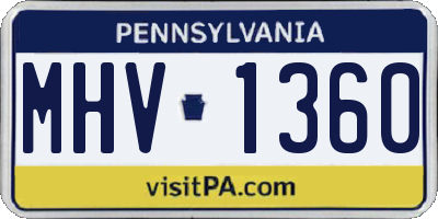 PA license plate MHV1360