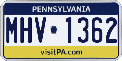 PA license plate MHV1362