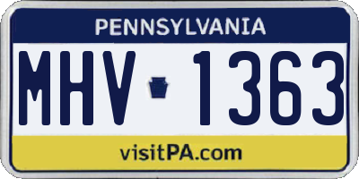 PA license plate MHV1363