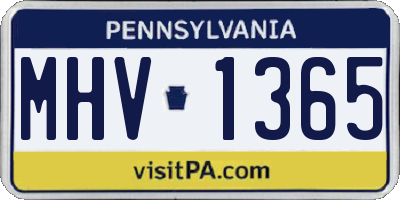 PA license plate MHV1365