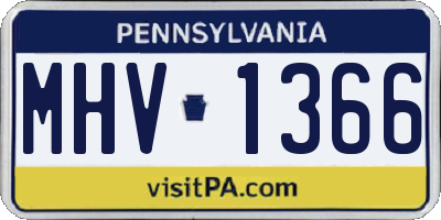 PA license plate MHV1366