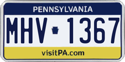 PA license plate MHV1367