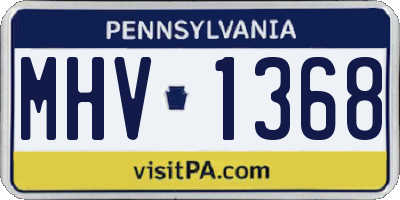PA license plate MHV1368