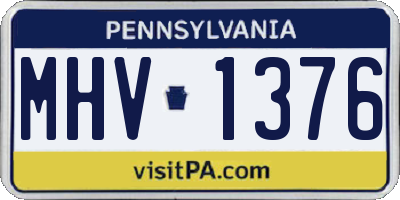 PA license plate MHV1376