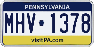 PA license plate MHV1378