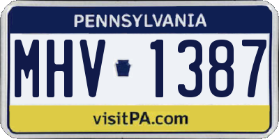 PA license plate MHV1387